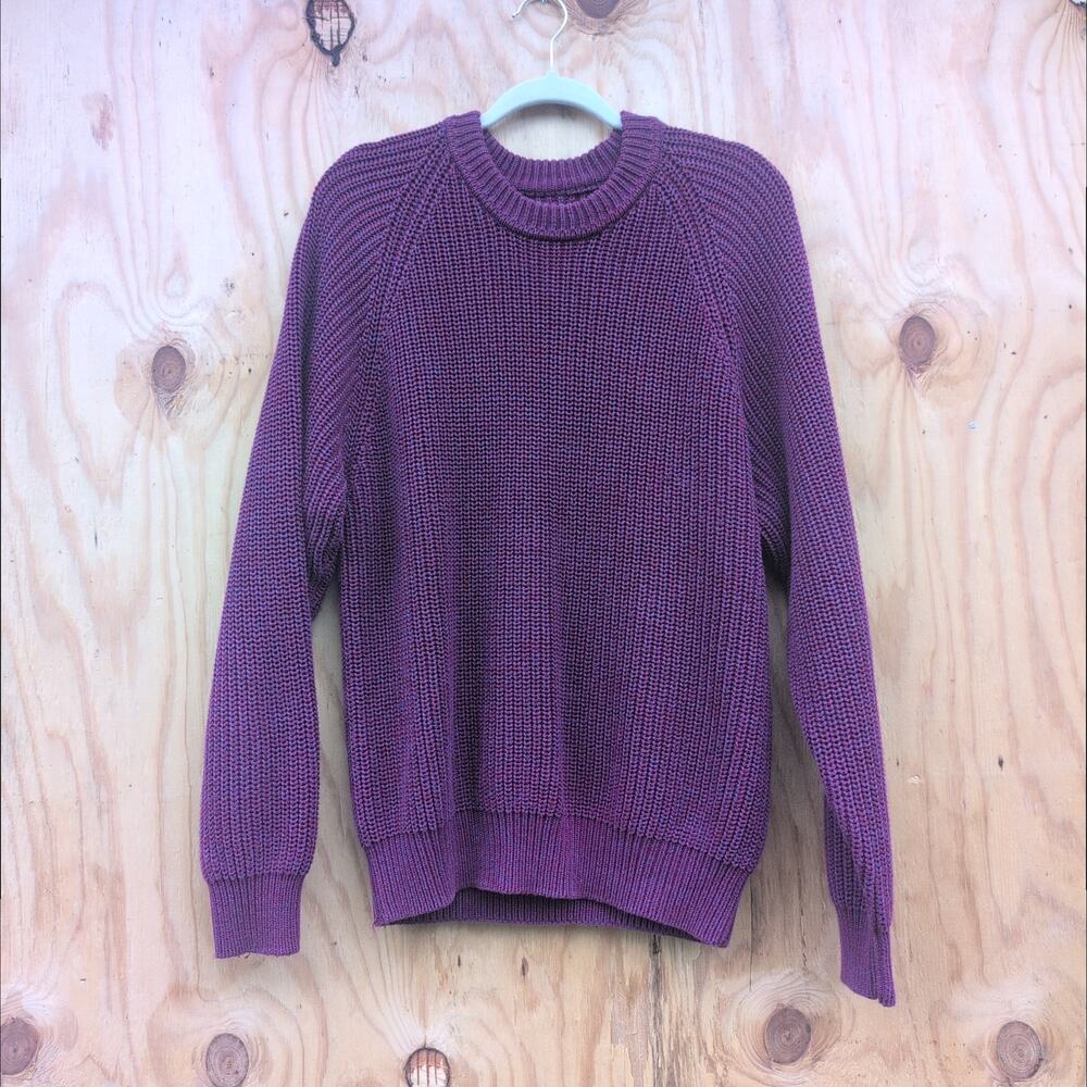 Eddie Bauer Chunky Rib Knit Burgundy Vintage Crewneck Women's Large